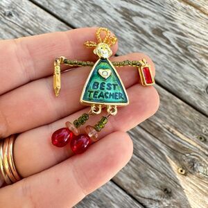 Vintage Jewelry Best Teacher Brooch Pin Cute Teacher Gift